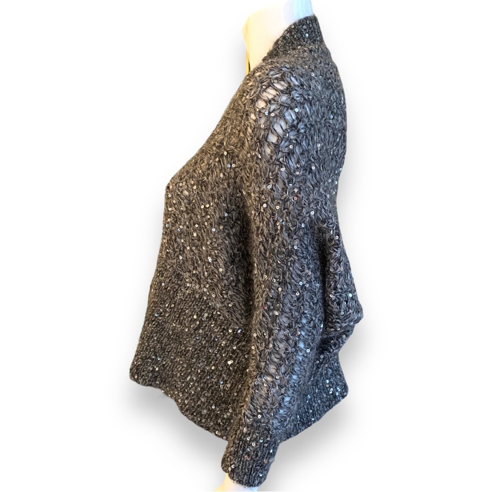 Express Open Front Sequin Charcoal Grey Cardigan.… - image 4